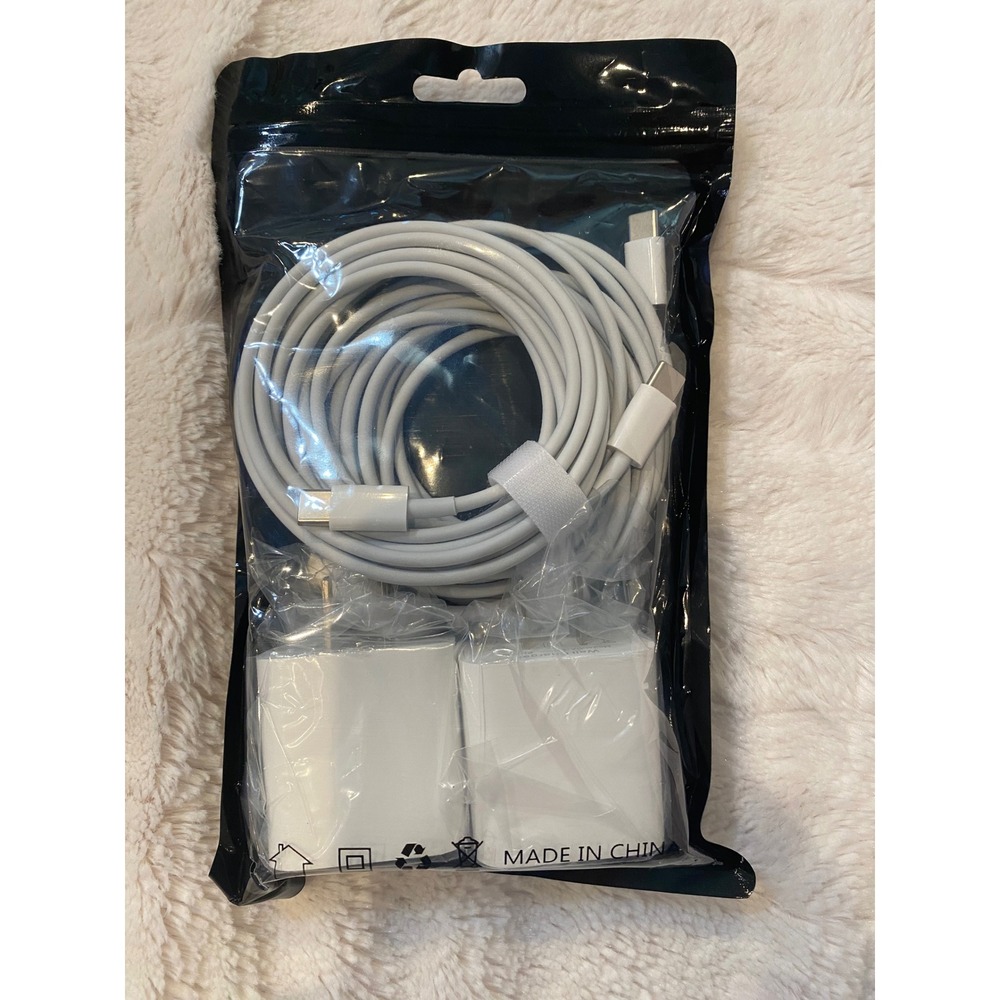 2 Pack 20W PD Fast Charger Block with 10ft USB C to USB C‎ Cables White 4-Pack